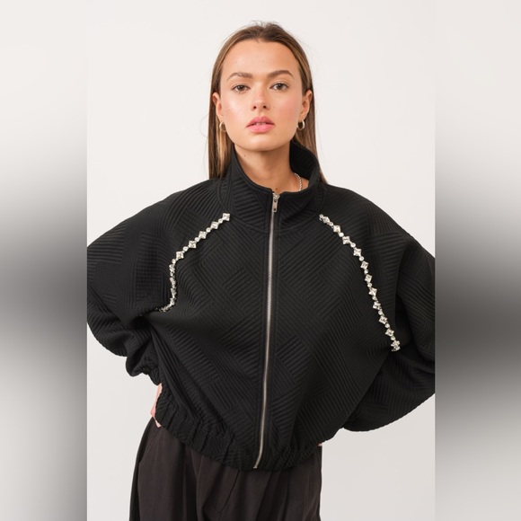 The Greii Striped Zip Up Sweatshirt and Flare Pants Set 30a main image 1